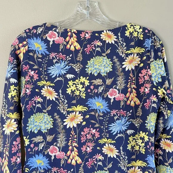 J. McLaughlin Wavesong Catalina Cloth Blue Floral Bateau Neck Top - Picture 7 of 9